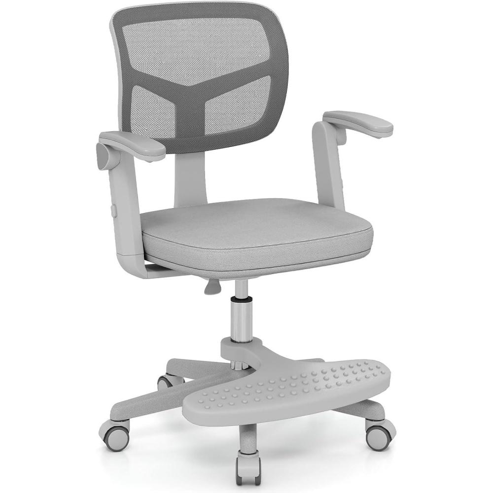 image:imageGiantex Kids Desk Chair Ergonomic Adjustable Teen Task Chair wYShaped Lumbar Support Armrest amp Universal Wheels Mesh Kid Office Chair for Sturdy Kids Computer Chair for Boys amp Girls 412 GreyGrey