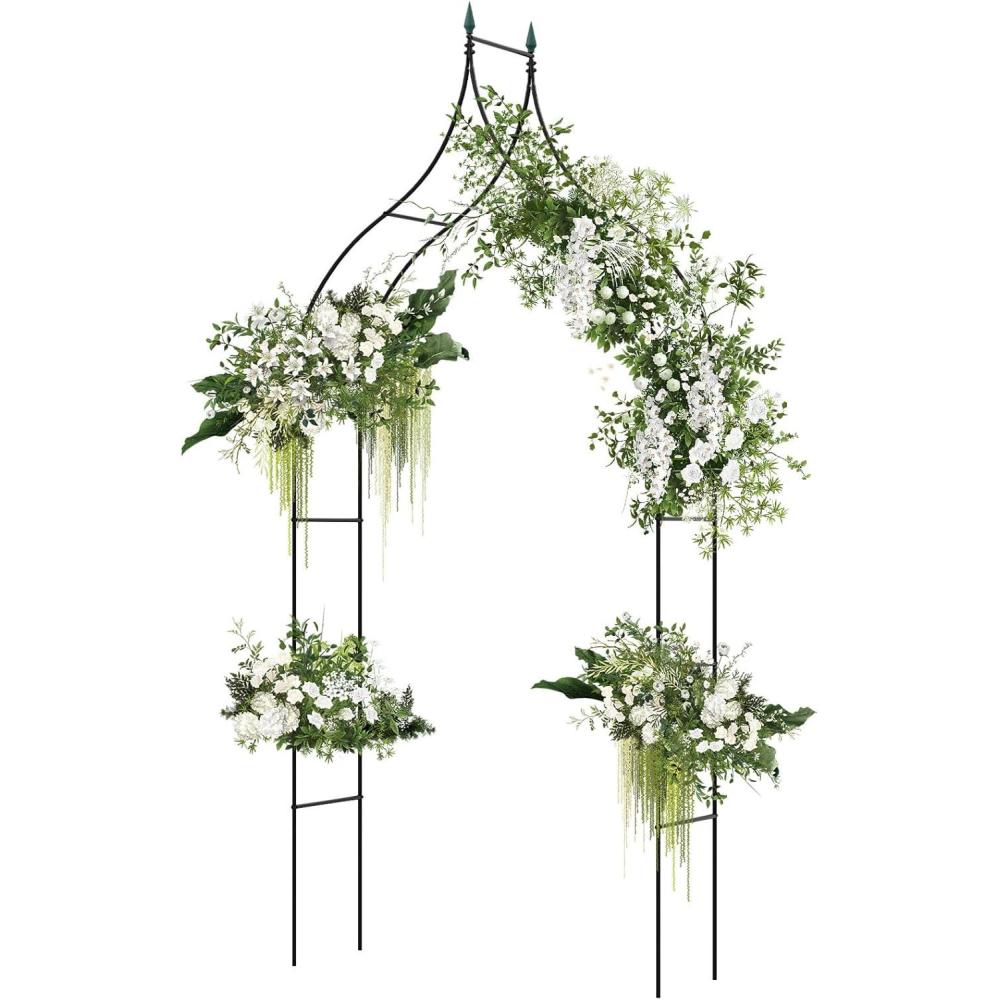image:imageGiantex Metal Garden Arch Trellis 95 FT Wedding Arbor for Ceremony Garden Arbor for Climbing Plants Rose Gothic Style Outdoor Archway for Lawn Backdrop Backyard Party Decoration