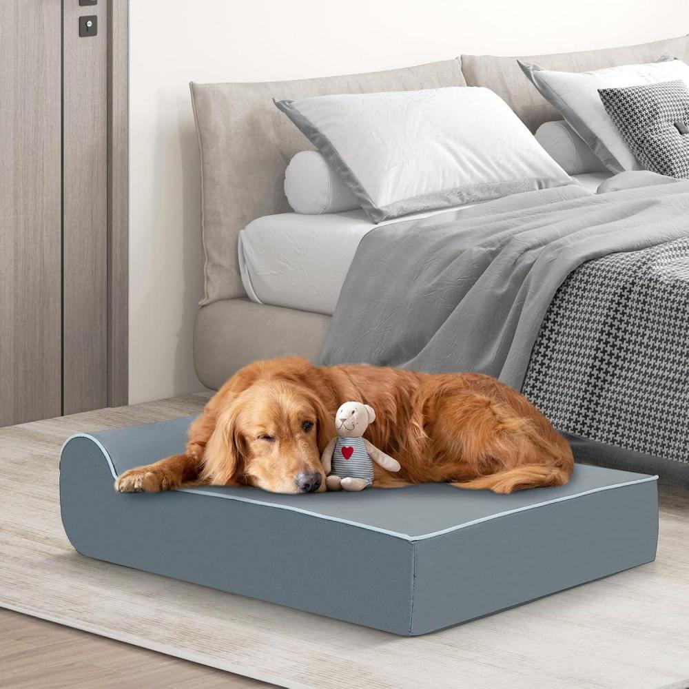 image:imageGiantex Orthopedic Dog Bed for Large Dogs 40 L Memory Foam Dog Sofa Bed with Washable Removable Cover NonSlip Bottom Pet Couch Dog Crate Mat for Puppies Senior Dogs up to 95 lbs GrayGray