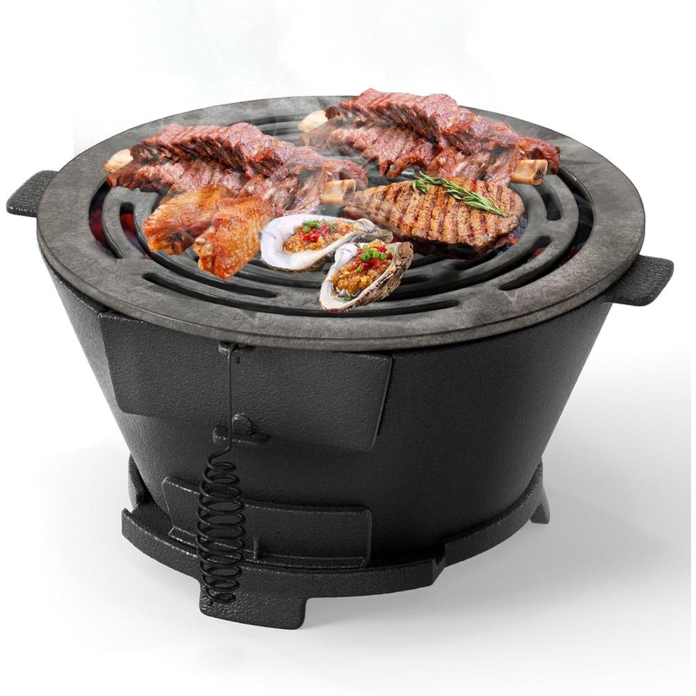 image:imageGiantex Portable Hibachi Grill Doublesided Cast Iron Grill with Air Regulating Door amp Fire Gate Grate Lifter Ideal for Outdoor Picnic Camping amp Backyard Barbecue CookingRound Grill