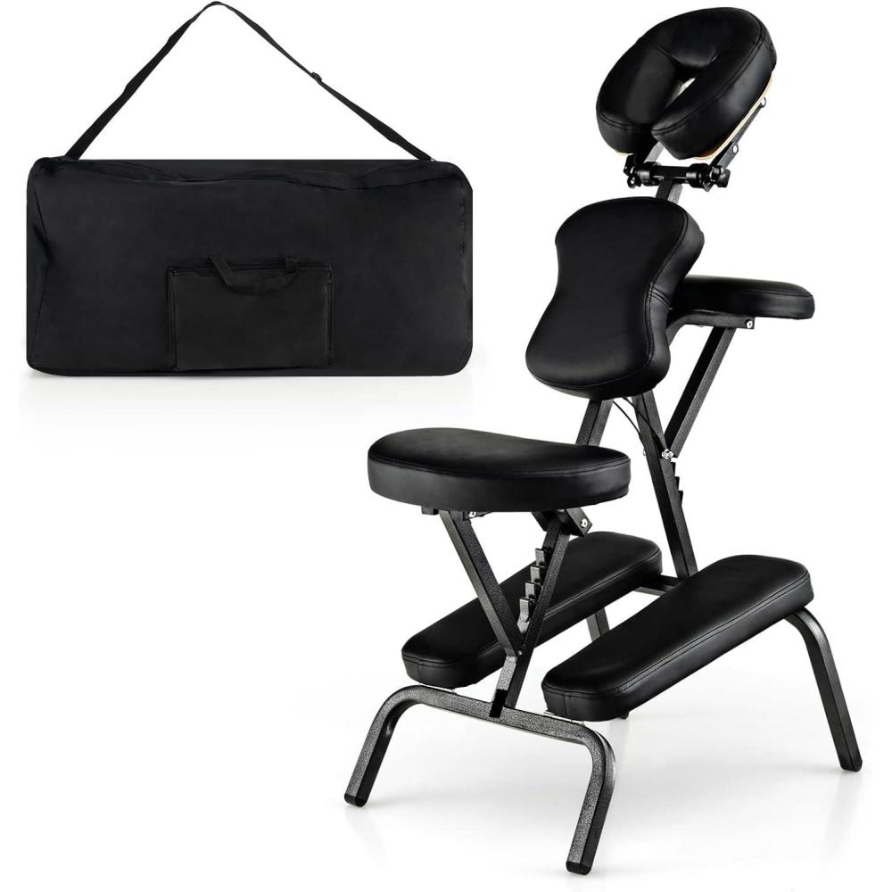image:imageGiantex Portable Light Weight Massage Chair Travel Massage Tattoo Spa Chair wCarrying BagBlack