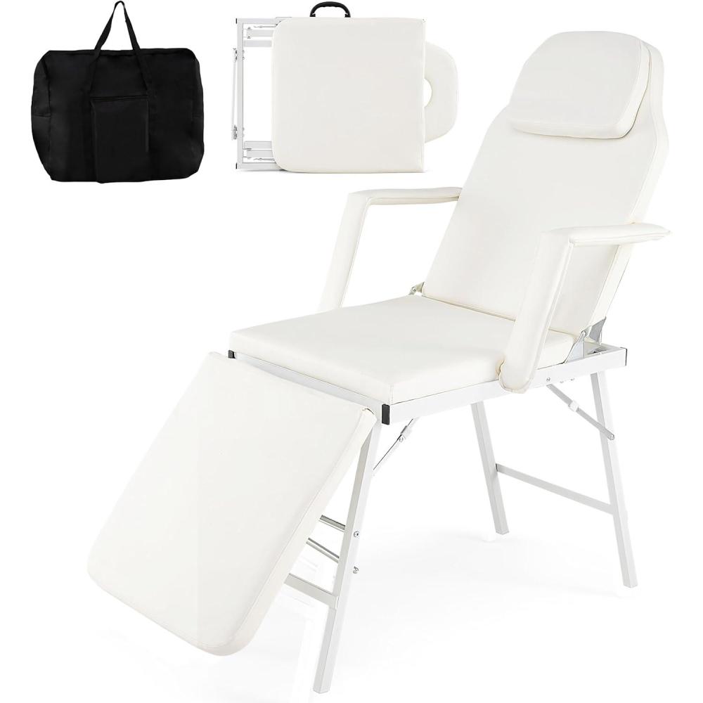 image:imageGiantex Portable Massage Bed Tattoo Chair 73 Inch Adjustable Facial Table for Salon Beauty Spa wCarrying Bag Folding Spa Chair Esthetician amp Lash Bed White