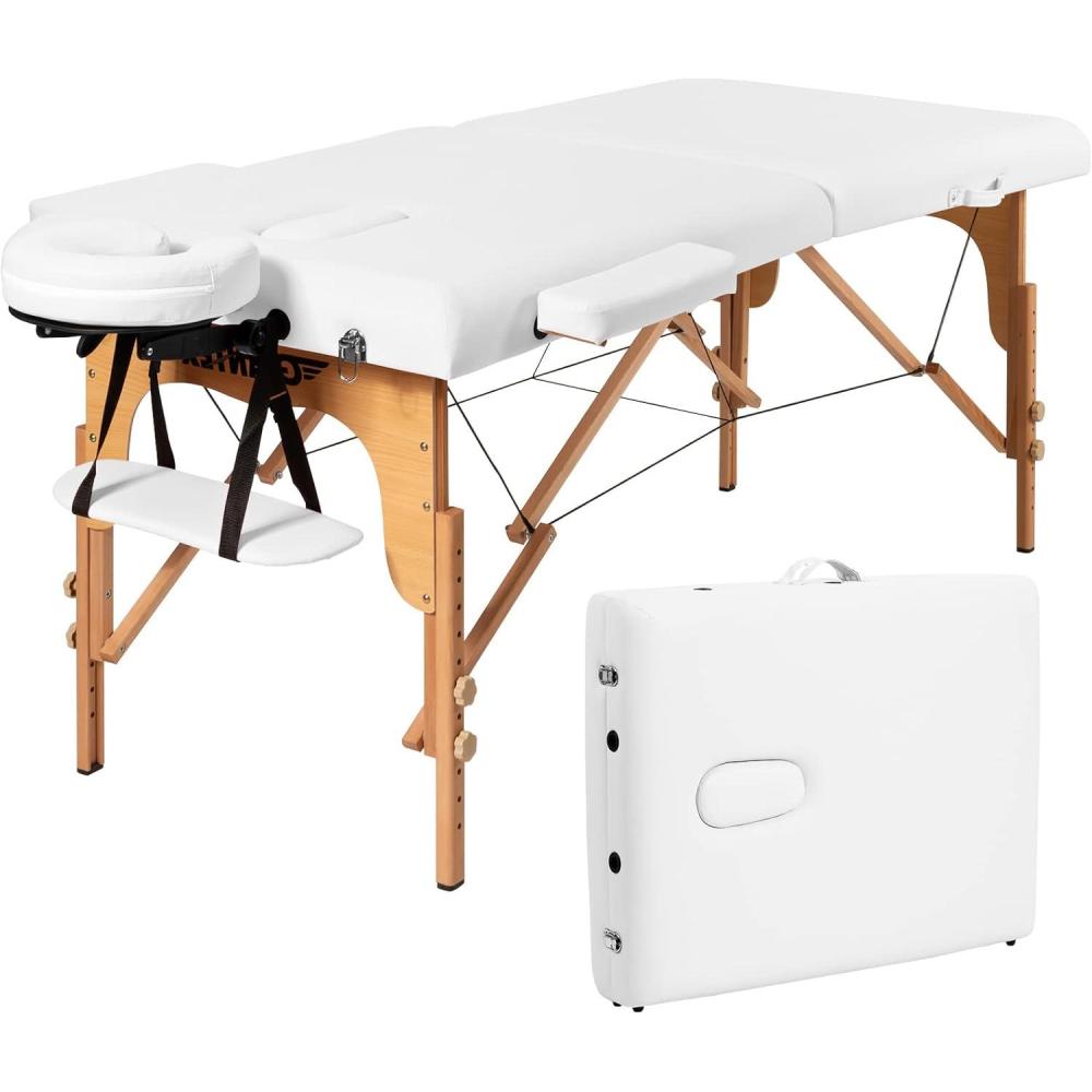 image:imageGiantex Portable Massage Table Lash Bed Massage Bed Spa Bed Height Adjustable wFace Cradle amp Carry Case Professional Facial Salon Tattoo Table for Spa Beauty Salon Home Use White