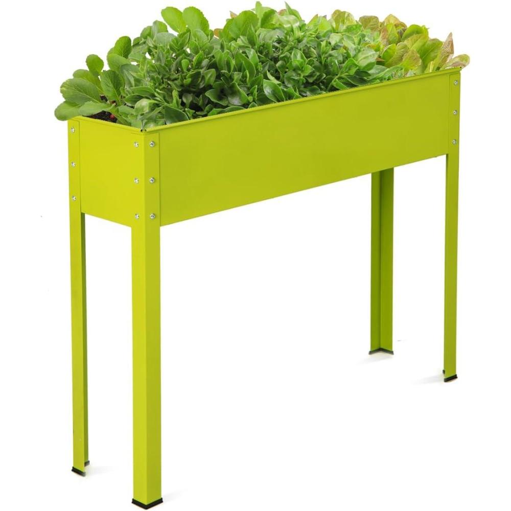 image:imageGiantex Raised Garden Bed Elevated Planter Metal Plant Box with Legs Standing Garden StandDrainage Holes Vegetables amp Flowers Growing Container for Indoor and Outdoor Use 40L x13W x 315H40L x11Wx315H