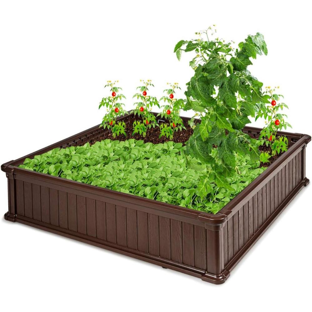 image:imageGiantex Raised Garden Bed Elevated Wood Planter Stand Garden Grow Box Kit WLegs for Vegetable Flower Herb Outdoor Planter WShelf for Garden Patio Backyard NaturalBrown