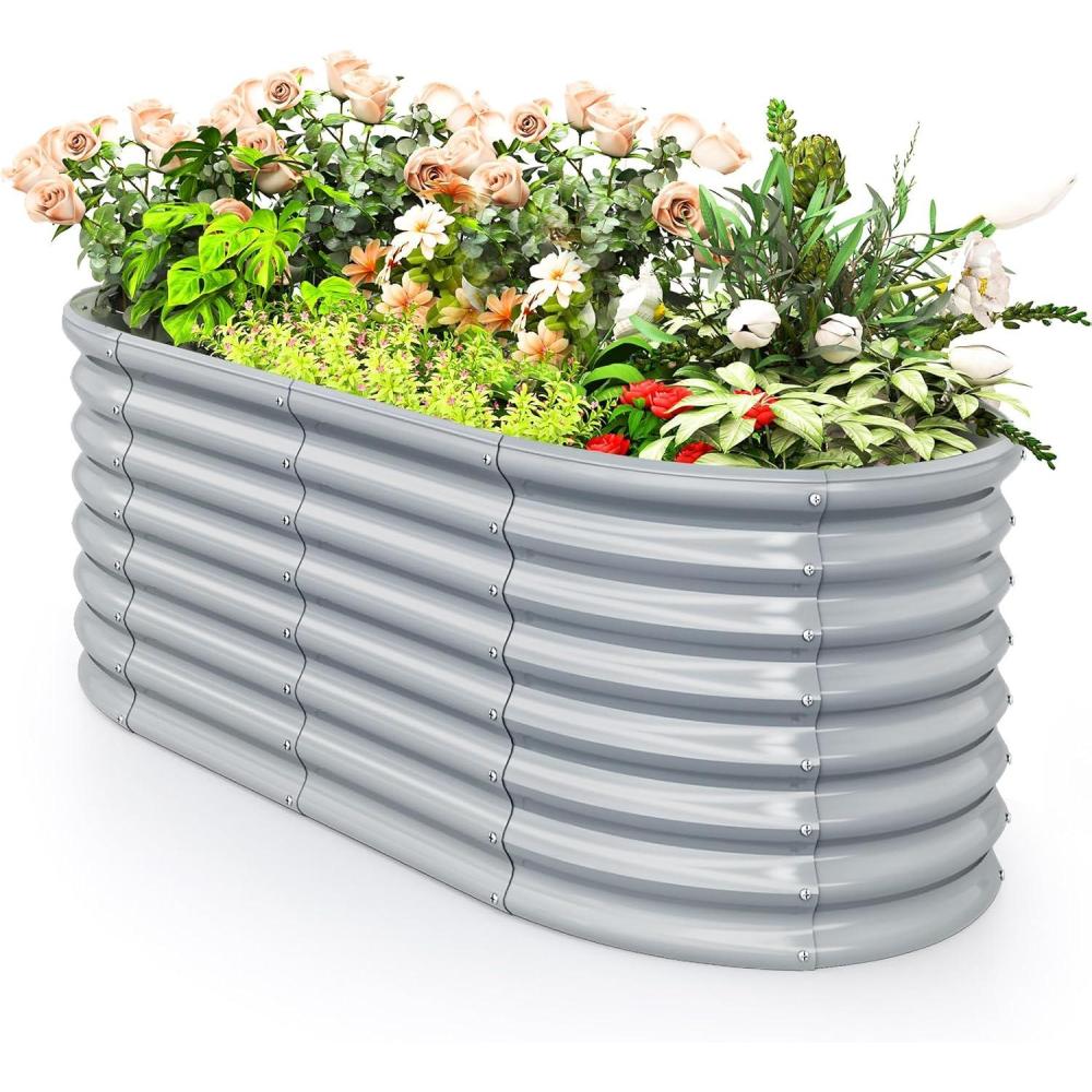 image:imageGiantex Raised Garden Bed Elevated Wood Planter Stand Garden Grow Box Kit WLegs for Vegetable Flower Herb Outdoor Planter WShelf for Garden Patio Backyard NaturalGray