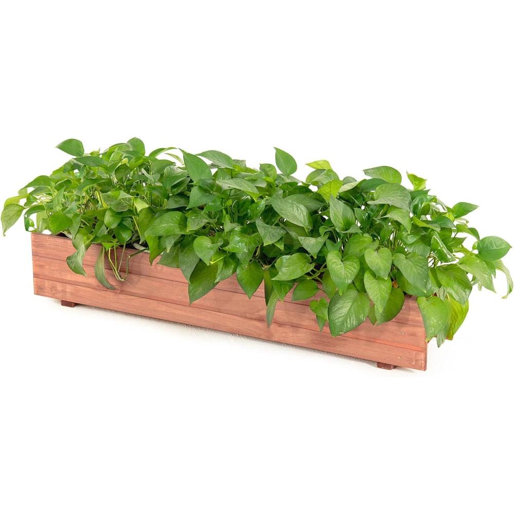 image:imageGiantex Raised Garden Bed Flower or Vegetable Planter Window Mounted Plant Box for Garden Yard Wood Box for Planting 36 LX7 WX6 H
