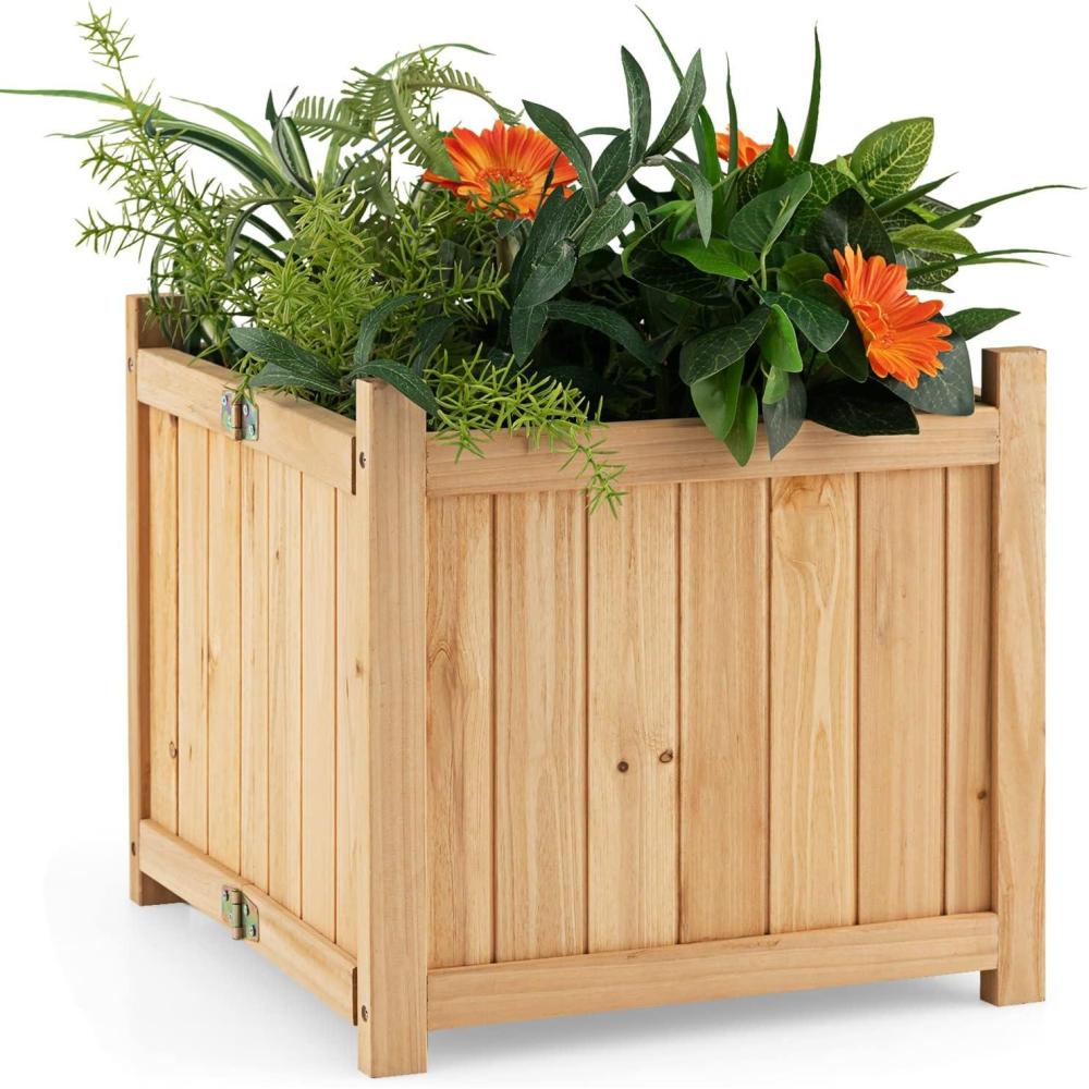 image:imageGiantex Raised Garden Bed Folding Flower Planter Vegetable Folding Planting Box for Patio Lawn Garden Backyard Elevated Outdoor Wood Planter Boxes 275 Lx12 Wx10 HNatural