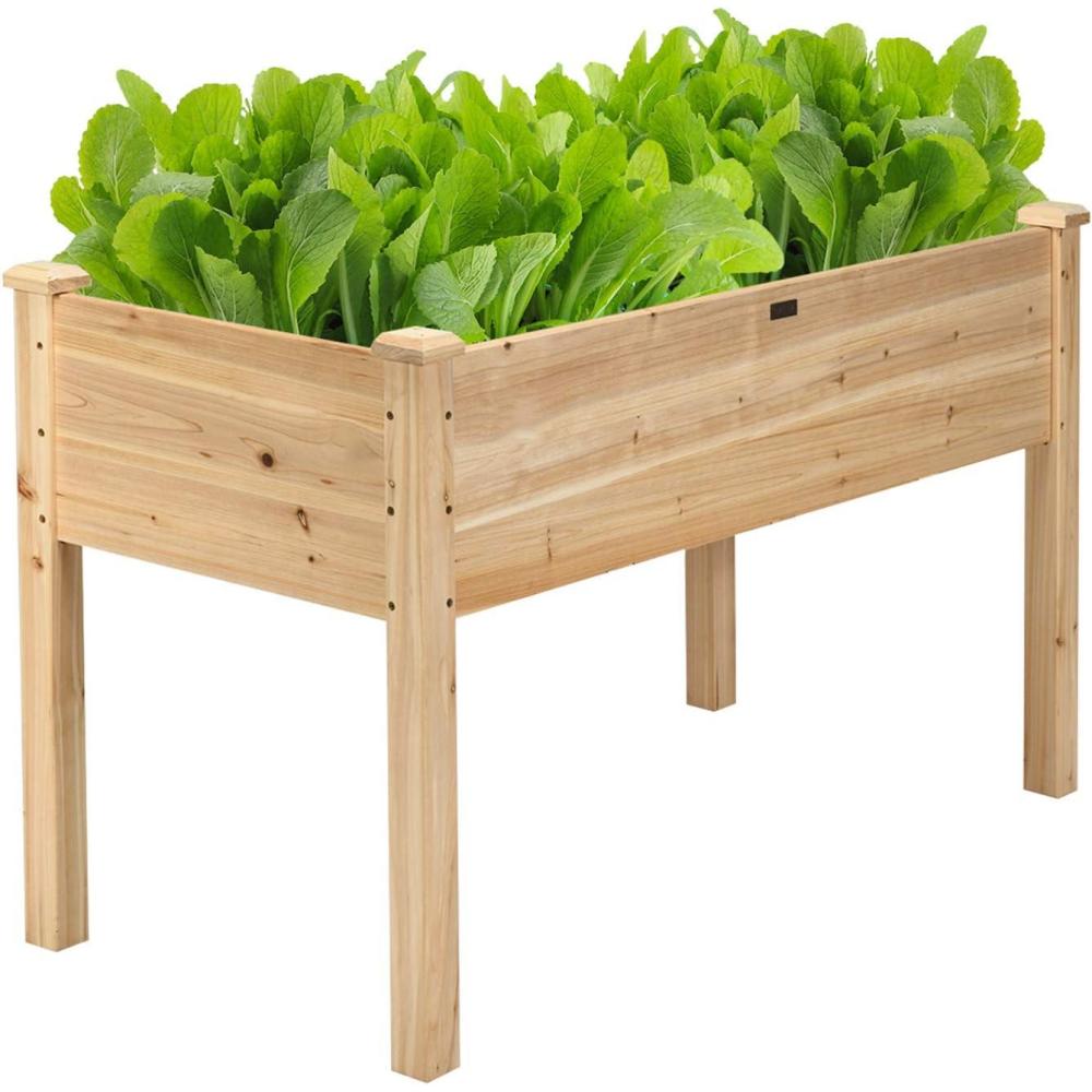 image:imageGiantex Raised Garden Bed on Wheels Wood Planter Box with Legs Liner Drain Holes Elevated Garden Bed for Vegetables Standing Garden Container for Backyard Patio 475 LX 235 WX 33 H49x23x30