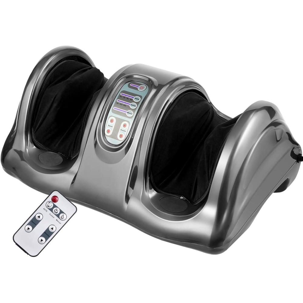 image:imageGiantex Shiatsu Foot Massager Machine for Feet Nerve Pain Therapy Spa Gift Deep Kneading Rolling Massage for Leg Calf Ankle Electric Shiatsu Foot Massager wRemote 4 Modes GrayGrey