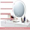 CHARMAID Vanity Set with Lighted Mirror, 3 Modes Adjustable Brightness Mirror, Makeup Dressing Table with Cushioned Stool, 2 Sliding Drawers with Divider, Modern Bedroom Vanity for Girls Women (White)(White)