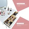 CHARMAID Vanity Set with Lighted Mirror, 3 Modes Adjustable Brightness Mirror, Makeup Dressing Table with Cushioned Stool, 2 Sliding Drawers with Divider, Modern Bedroom Vanity for Girls Women (White)(White)