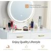 CHARMAID Vanity Set with Touch Screen Dimming Lighted Mirror, 3 Color Lighting Modes, Modern Bedroom Makeup Dressing Table with 2 Sliding Drawers and Cushioned Stool for Girls Women (White)(White)