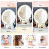 CHARMAID Vanity Set with Touch Screen Dimming Lighted Mirror, 3 Color Lighting Modes, Modern Bedroom Makeup Dressing Table with 2 Sliding Drawers and Cushioned Stool for Girls Women (White)(White)