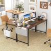 Giantex 10 FT Conference Table with Charging Station, 2 PCS 60″ x 24″ Rectangular Large Meeting Room Desk with Storage Bag & Hook, Space Saving Seminar Table, Modern Office Computer Desk for 4 People(Rustic Brown)