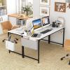 Giantex 10 FT Conference Table with Charging Station, 2 PCS 60″ x 24″ Rectangular Large Meeting Room Desk with Storage Bag & Hook, Space Saving Seminar Table, Modern Office Computer Desk for 4 People(White)
