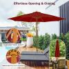 Giantex 10FT Patio Umbrella, Outdoor Table Market Umbrella with 8 Bamboo Ribs, Pulley Lift and Ventilation Hole, Outdoor Sunshade Umbrella for Poolside Backyard Beach(Burgundy)