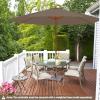 Giantex 10FT Patio Umbrella, Outdoor Table Market Umbrella with 8 Bamboo Ribs, Pulley Lift and Ventilation Hole, Outdoor Sunshade Umbrella for Poolside Backyard Beach(Brown)