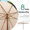 Giantex 10FT Patio Umbrella, Outdoor Table Market Umbrella with 8 Bamboo Ribs, Pulley Lift and Ventilation Hole, Outdoor Sunshade Umbrella for Poolside Backyard Beach(Beige)