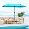 Giantex 13ft Large Patio Umbrella with Base, Double-Sided Outdoor Umbrella with Crank Handle, Umbrella Base Stand with 2 Sandbags, 12 Metal Ribs, Market Umbrellas for Garden Poolside Deck(Turquoise)