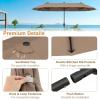 Giantex 13ft Large Patio Umbrella with Base, Double-Sided Outdoor Umbrella with Crank Handle, Umbrella Base Stand with 2 Sandbags, 12 Metal Ribs, Market Umbrellas for Garden Poolside Deck(Tan)
