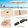 Giantex 13ft Large Patio Umbrella with Base, Double-Sided Outdoor Umbrella with Crank Handle, Umbrella Base Stand with 2 Sandbags, 12 Metal Ribs, Market Umbrellas for Garden Poolside Deck(Beige)