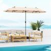 Giantex 13ft Large Patio Umbrella with Base, Double-Sided Outdoor Umbrella with Crank Handle, Umbrella Base Stand with 2 Sandbags, 12 Metal Ribs, Market Umbrellas for Garden Poolside Deck(Beige)