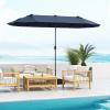 Giantex 13ft Large Patio Umbrella with Base, Double-Sided Outdoor Umbrella with Crank Handle, Umbrella Base Stand with 2 Sandbags, 12 Metal Ribs, Market Umbrellas for Garden Poolside Deck(Navy)