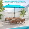 Giantex 13ft Large Patio Umbrella with Base, Double-Sided Outdoor Umbrella with Crank Handle, Umbrella Base Stand with 2 Sandbags, 12 Metal Ribs, Market Umbrellas for Garden Poolside Deck(Turquoise)