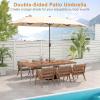 Giantex 13ft Large Patio Umbrella with Base, Double-Sided Outdoor Umbrella with Crank Handle, Umbrella Base Stand with 2 Sandbags, 12 Metal Ribs, Market Umbrellas for Garden Poolside Deck(Beige)