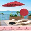 Giantex 13ft Large Patio Umbrella with Base, Double-Sided Outdoor Umbrella with Crank Handle, Umbrella Base Stand with 2 Sandbags, 12 Metal Ribs, Market Umbrellas for Garden Poolside Deck(Burgundy)