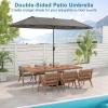 Giantex 13ft Large Patio Umbrella with Base, Double-Sided Outdoor Umbrella with Crank Handle, Umbrella Base Stand with 2 Sandbags, 12 Metal Ribs, Market Umbrellas for Garden Poolside Deck(Gray)