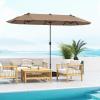 Giantex 13ft Large Patio Umbrella with Base, Double-Sided Outdoor Umbrella with Crank Handle, Umbrella Base Stand with 2 Sandbags, 12 Metal Ribs, Market Umbrellas for Garden Poolside Deck(Tan)