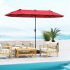 Giantex 13ft Large Patio Umbrella with Base, Double-Sided Outdoor Umbrella with Crank Handle, Umbrella Base Stand with 2 Sandbags, 12 Metal Ribs, Market Umbrellas for Garden Poolside Deck(Burgundy)