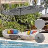 Giantex 15 FT Double Patio Umbrellas with 48 Solar LED Lights, Auto-Charging Panel, Crank System, Outdoor Extra-Large Rectangle Market Table Umbrella for Garden Deck Backyard Beach Pool(Gray)