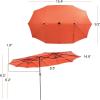 Giantex 15 FT Double Patio Umbrellas with 48 Solar LED Lights, Auto-Charging Panel, Crank System, Outdoor Extra-Large Rectangle Market Table Umbrella for Garden Deck Backyard Beach Pool(Orange)