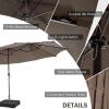 Giantex 15 FT Double Patio Umbrellas with 48 Solar LED Lights, Auto-Charging Panel, Crank System, Outdoor Extra-Large Rectangle Market Table Umbrella for Garden Deck Backyard Beach Pool(Coffee)
