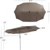 Giantex 15 FT Double Patio Umbrellas with 48 Solar LED Lights, Auto-Charging Panel, Crank System, Outdoor Extra-Large Rectangle Market Table Umbrella for Garden Deck Backyard Beach Pool(Coffee)