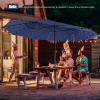 Giantex 15 FT Double Patio Umbrellas with 48 Solar LED Lights, Auto-Charging Panel, Crank System, Outdoor Extra-Large Rectangle Market Table Umbrella for Garden Deck Backyard Beach Pool(Navy)