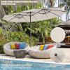 Giantex 15 FT Double Patio Umbrellas with 48 Solar LED Lights, Auto-Charging Panel, Crank System, Outdoor Extra-Large Rectangle Market Table Umbrella for Garden Deck Backyard Beach Pool(Beige)