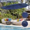 Giantex 15 FT Double Patio Umbrellas with 48 Solar LED Lights, Auto-Charging Panel, Crank System, Outdoor Extra-Large Rectangle Market Table Umbrella for Garden Deck Backyard Beach Pool(Navy)