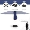 Giantex 15ft Large Outdoor Umbrella Double-Sided, 48 Solar Lights, Auto-Charging Solar Panel, Extra Large Patio Umbrella with Base and Crank, Outdoor Market Umbrellas for Poolside Garden(Navy)