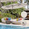 Giantex 15ft Large Outdoor Umbrella Double-Sided, 48 Solar Lights, Auto-Charging Solar Panel, Extra Large Patio Umbrella with Base and Crank, Outdoor Market Umbrellas for Poolside Garden(Beige)