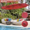 Giantex 15ft Large Outdoor Umbrella Double-Sided, 48 Solar Lights, Auto-Charging Solar Panel, Extra Large Patio Umbrella with Base and Crank, Outdoor Market Umbrellas for Poolside Garden(Burgundy)