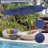 Giantex 15ft Large Outdoor Umbrella Double-Sided, 48 Solar Lights, Auto-Charging Solar Panel, Extra Large Patio Umbrella with Base and Crank, Outdoor Market Umbrellas for Poolside Garden(Navy)