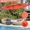 Giantex 15ft Large Outdoor Umbrella Double-Sided, 48 Solar Lights, Auto-Charging Solar Panel, Extra Large Patio Umbrella with Base and Crank, Outdoor Market Umbrellas for Poolside Garden(Orange)