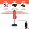 Giantex 15ft Large Outdoor Umbrella Double-Sided, 48 Solar Lights, Auto-Charging Solar Panel, Extra Large Patio Umbrella with Base and Crank, Outdoor Market Umbrellas for Poolside Garden(Orange)