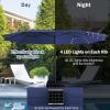 Giantex 15ft Large Outdoor Umbrella Double-Sided, 48 Solar Lights, Auto-Charging Solar Panel, Extra Large Patio Umbrella with Base and Crank, Outdoor Market Umbrellas for Poolside Garden(Navy)