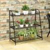 Giantex 2 Tier Metal Plant Stand, Indoor Outdoor Plant Shelf, Flower Rack Display Shelf, Flower Pots Holder with Adjustable Feet for Garden, Balcony, Living Room (2-tier (25” x 12” x 24.5”))(3-tier (32”x 13” x 32”))