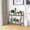 Giantex 2 Tier Metal Plant Stand, Indoor Outdoor Plant Shelf, Flower Rack Display Shelf, Flower Pots Holder with Adjustable Feet for Garden, Balcony, Living Room (2-tier (25” x 12” x 24.5”))(2-tier (25” x 12” x 24.5”))